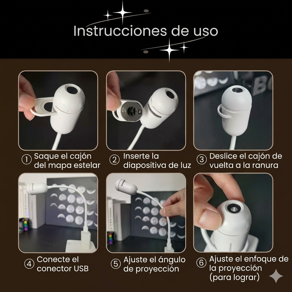 GalaxyAura I Proyector LED de galaxia, luna y estrellas para habitación.