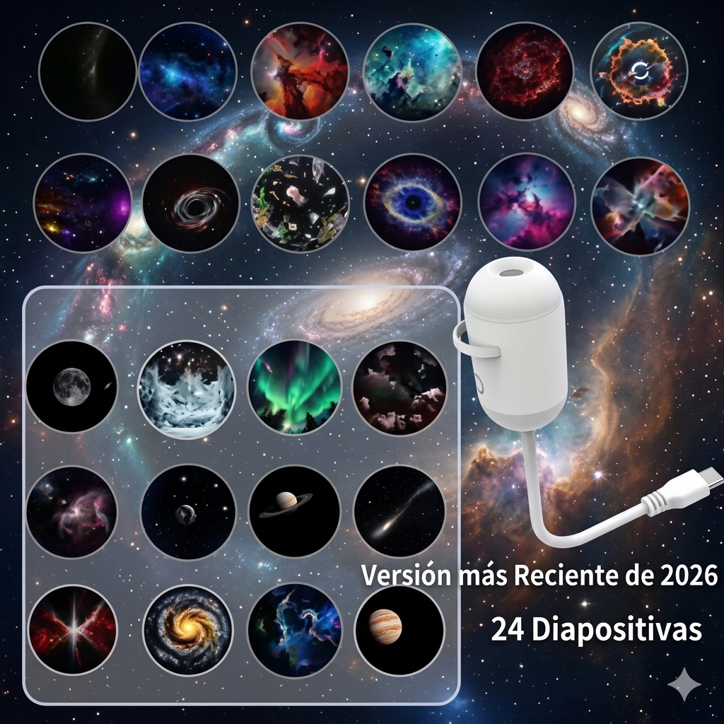 GalaxyAura I Proyector LED de galaxia, luna y estrellas para habitación.
