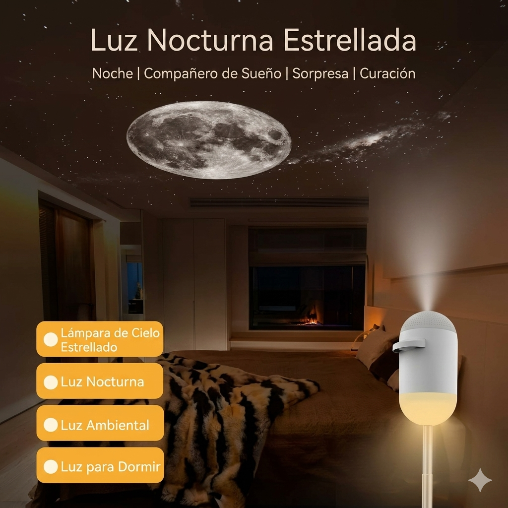 GalaxyAura I Proyector LED de galaxia, luna y estrellas para habitación.